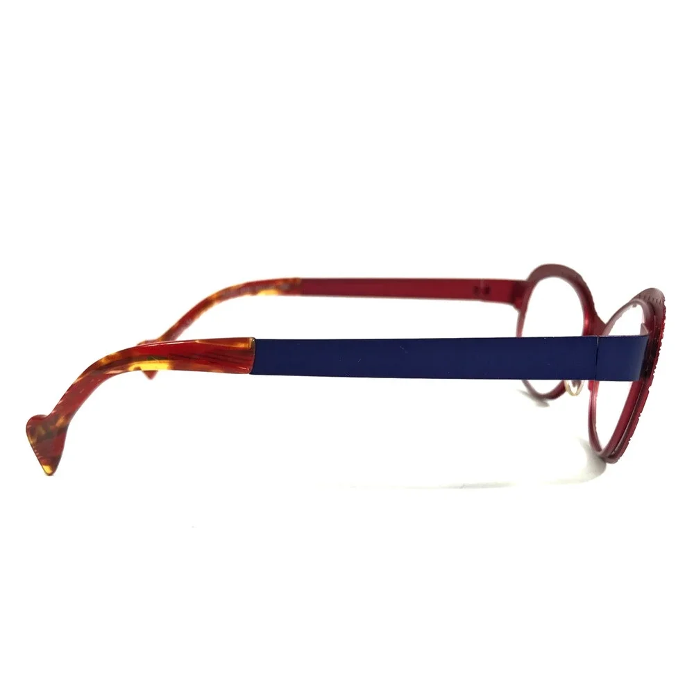 BOZ Eyeglasses Frames ZAZIE 2030 Blue Red Cat Eye Patterned 51-16-135